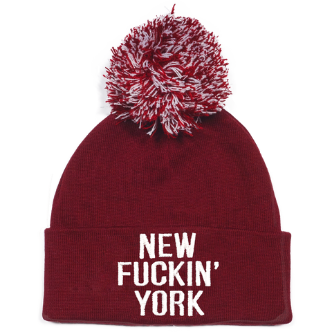 Bordeaux Red "New Fuckin' York" Beanie