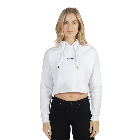 White New York Crop Hoodie