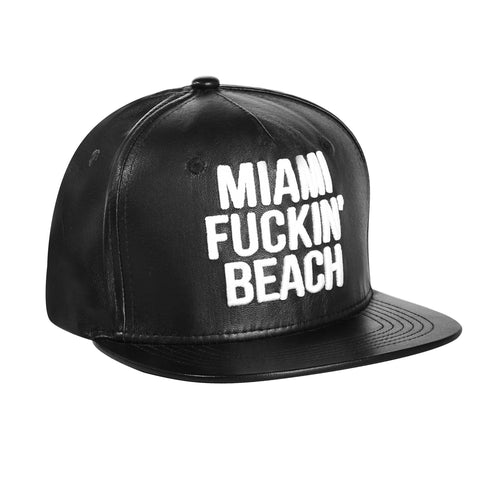 Miami Fuckin' Beach Baseballcap Hat - Snapback/Watch (Lambskin Leather)